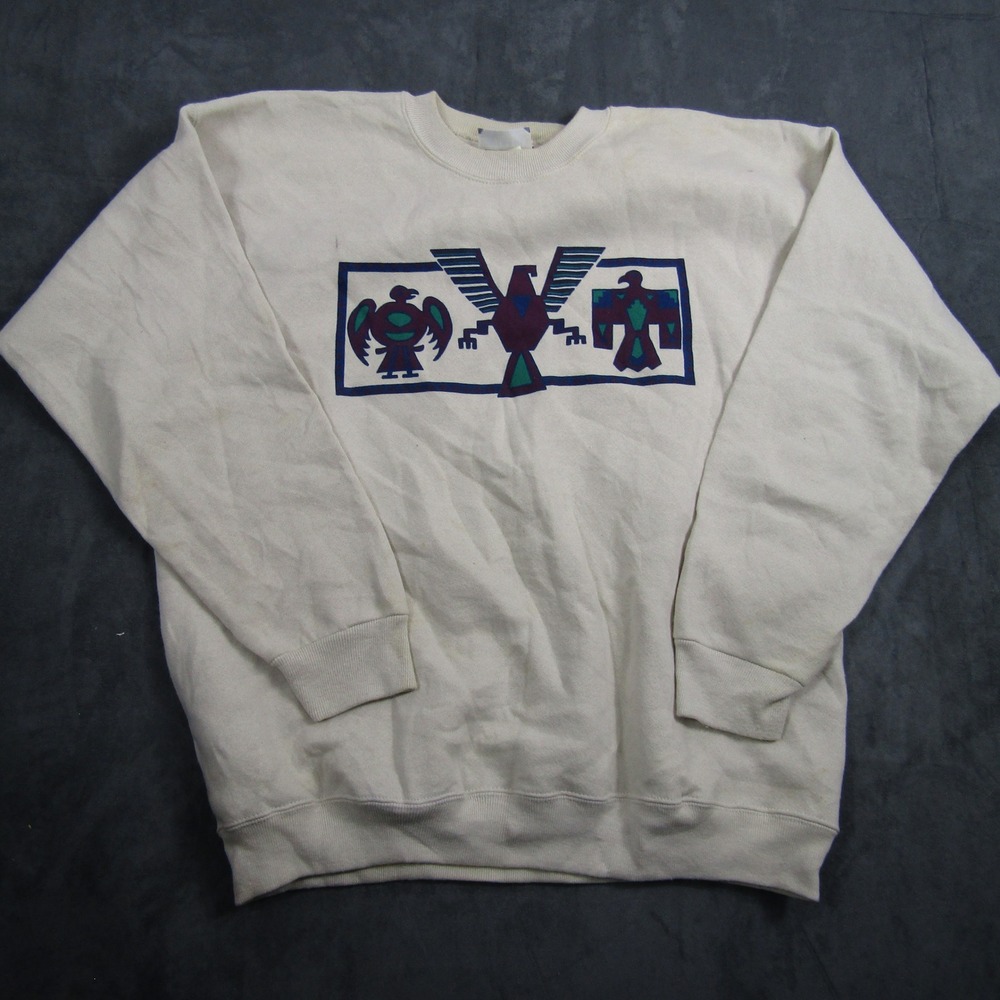 Lee Sweatshirt Mens XL White Heavyweight Vintage 90s Graphic Bird USA Made